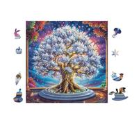Arbre Blanc avec des Fleurs 100 Pièces Puzzle Collectionneur en Voitureton Haute Qualité Haute Difficulté Décoration Murale Oeuvre d'art Cadeau Noël Premium 28x28cm