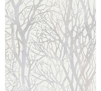 A.S. Création Papier Peint Forêt New Life Papier peint intissé - 10,05m x 0,53m - Blanc Argent Fabriqué en Allemagne 300941 30094-1