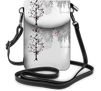 Arbre Bullfinches Petit sac à main pour téléphone portable Flocons de neige Oiseaux Arbre de Noël enneigé Mignon Bonhomme de neige Vacances d'hiver Sac à bandoulière pour femme Portefeuille Sacs à ma