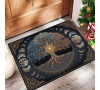 Arbre Celtique Tapis d'entrée, Mystérieux Rétro Antidérapant Paillasson Entrée Lavable - Brun Foncé Tapis de Porte Absorbant Et Durable pour Hall Salle de Bain, 45 x 75 cm