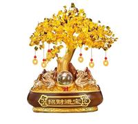 Arbre chanceux Arbre de vie en cristal, arbre fortune citrine, porte-bonheur, des chakras, ornement d'arbre d'argent, décoration Feng Shui attirant la , cadeau spirituel Bonsaï en cristal(Bruin)