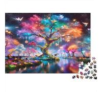 Arbre Coloré Fantastique Puzzle pour Adultes Puzzle 1000 Pièces Scène Nocturne Relaxation Décor Maison Cadeau 38x26cm/1000pcs