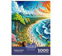 Arbre côtier Animal 1000 Pièces Pack Puzzle Scène paradisiaque Primitive Puzzle Premium Carton Haut De Gamme - Seniors, Concentration, Cadeau Maison Neuve Et Pause Bureau 38x26cm/1000pcs