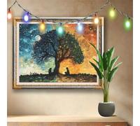 Arbre,Couple Diamond Painting, 5D Peinture Diamant Adulte, Bricolage Strass Point de Croix Cristal Painting Kits pour Débutants, Broderie Diamant Painting pour Murale Décoration (70x50cm) 511N-3724