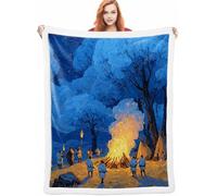 Arbre Couverture Hiver 130x150cm Couverture Lestée Bleu, Couverture Chaude et Confortable, Super Douce et Moelleuse, Fleece Blanket Lavable à la Machine Facile à Manipuler pour Chambre à Coucher A-892