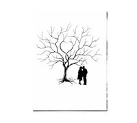 Arbre d’empreintes digitales de mariage de fiançailles | Décor d’anniversaire d’amant de livre de signature d’invité(Color016,50x70cm 2sets inkpad)