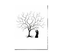 Arbre d’empreintes digitales de mariage de fiançailles | Décor d’anniversaire d’amant de livre de signature d’invité(Color01,50x70cm 2sets inkpad)