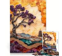 Arbre d'améthyste ﹨u Pagode Puzzle 1000 pièces pour Adolescents Exercice de logique Jeu Silencieux et Amusant Bords Nets Cadeau Festif (50x75cm)