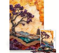 Arbre d'améthyste ﹨u Pagode Puzzle de 1000 pièces pour Adultes et Adolescents Entraînement à la Concentration Loisirs calmes Bords Fins Joyeux Noël (38x26cm)