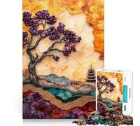 Arbre d'améthyste ﹨u Puzzle Pagode 1000 pièces Jeu cognitif Amusant Structure à emboîter précise Activité de renforcement des Liens pour Les Proches (50x75cm)