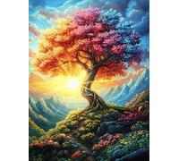 Arbre d'automne lumineux au crépuscule 1000 Pièces Puzzle Personne Âgée En Carton Rigide Scène de conte de fées dessin animé Facile Débutant Anti-Stress Stimulation Cognitive Loisir Créatif Petit Prix