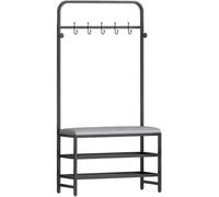 Arbre de couloir autonome avec porte-manteau de rangement et siège d'entrée rembourré Shoe Nizer Cadre en métal robuste Meuble de maison élégant pour entrée et vestiaire