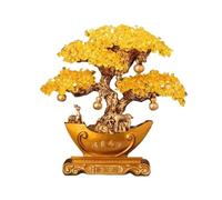 Arbre de cristal Feng Shui, arbre de fortune en cristal doré, décoration de table, pour la maison, le bureau, le magasin, le devant de l'arbre de fortune (jaune, grand)