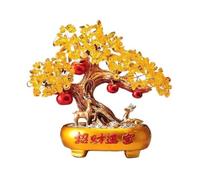 Arbre de cristal Ornements d'arbre de fortune en citrine, décoration table for la maison attirant richesse et prospérité(Gold)