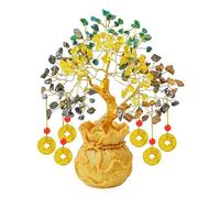 Arbre de cristal porte-bonheur avec base en pot de pièces artificielles, bonsaï pour décoration de maison et de bureau, porte-bonheur, 6 pièces Feng Shui, cadeaux spirituels en cristal pour femmes,