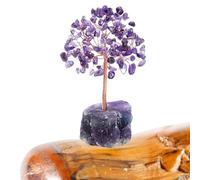 Arbre de d'améthyste - Arbre de Vie avec Pierres Naturelles | Figurines d'arbre à Argent pour l'énergie Positive, décoration de Table de méditation, Ornement de des Chakras