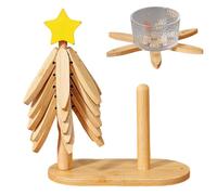 Arbre de Dessous de Plat en Bois - Set de Table Pliable avec trépied | sous-Verres résistants à la Chaleur avec Support pour Assiettes, Bols, Tasses et théières, Table à Manger et comptoir de Cuisine