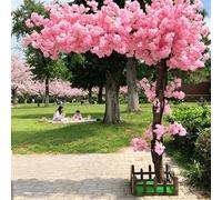 Arbre de Fleurs de Cerisier Artificiel, Grande Plante Rose, Arbre à souhaits, Fausse Fleur en Soie, pour Arbre à Fleurs décoratif intérieur et extérieur,Rose,2.0x2.0m/6.6x6.6ft