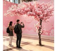 Arbre de Fleurs de Cerisier Artificiel, Grande Plante Rose, Arbre à souhaits, Fausse Fleur en Soie, pour la décoration intérieure et extérieure,Rose,1.2x1.0m/3.9x3.2ft