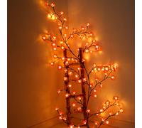 Arbre de fleurs de cerisier LED avec télécommande, 1,8 m, fleur de cerisier, décoration, 8 modes de flash, fonction minuterie, pliable, guirlande lumineuse pour décoration intérieure, vacances