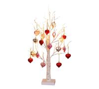 Arbre de la Saint-Valentin,Bouleau Décoratif Lueur Romantique avec Minuterie - Arbre Lumineux à 24 LED avec 18 Ornements en Cœur | pour la Saint-Valentin, Les