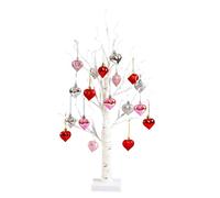 Arbre de la Saint-Valentin | Décoration en Bouleau Lumineux Romantique avec Minuterie,Arbres Illuminés avec 24 LEDs et 18 Ornements en Cœur - pour Table Salon Vacances Saint-Valentin Rencontres
