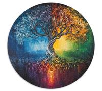 Arbre de la Vie 1000 Pièce Jigsaw Puzzles Jeux Éduchatifs Soulageur De Stress Puzzles Ronds Défi Couleur pour Adultes Et Enfants 1000pcs (67.5x67.5cm)