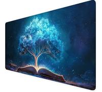 Arbre de la Vie Tapis de Souris XXL 600 x 300 mm, Bleu Tapis Souris Gamer avec Base Anti-Dérapage, Bords Cousus Design, Imperméable Mouse Pad pour Gaming Accessoire Bureau, Decoration Maison 5y-18W