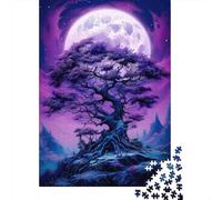 Arbre de Lune Violet 1000 Pièces Papier Écologique Puzzle Classique Adolescents Fans 12-18 Ans Soulagement du Stress Décoration Murale 52x38cm/1000pcs