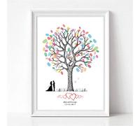 Arbre de mariage Livre d'or Arbre Alternatives Livre d'empreinte d'empreinte digitale personnalisé Mariage DIY Peinture de fête pour fête Signature Livre
