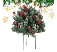 Arbre de Noël - Accent de pelouse de vacances pour le chemin jardin | Pince extérieure décorative avec cônes et baies, panneau d'insert au sol festif, célébration patio arrière-cour porche po