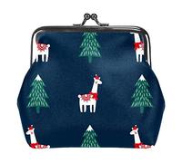 Arbre de Noël Alpaga Mignon Dessin Animé Llama Porte-Monnaie Pochette Vintage Boucle Pochette Kiss-Lock Change Purse Fermoir Fermeture Portefeuilles pour Femmes Fille