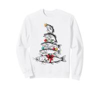 Arbre de Noël Amusant en Forme de Poisson, Bar, brochet, Truite, Poisson-Chat Sweatshirt