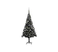 Arbre de Noël artificiel pré éclairé et boules noir 240 cm PVC