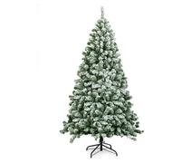 COSTWAY Sapin de Noël Artificiel Enneigé 180CM avec 928 Branches Aiguilles en PVC, Support Métallique Pliable pour Décoration Noël