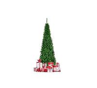 Sapin de Noël Lumineux LED 200cm COSTWAY-250 Lumières Blanc Chaud-708 Branches Aiguilles en PVC-Support Métallique Pliable