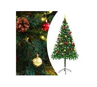Arbre de Noël Artificiel Pré-éclairé avec Boules, Sapin de Noël avec LED, Décoration de Vacances, Ornement de Fête Intérieur Extérieur, Vert 180 cm