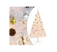 Arbre de Noël Artificiel Pré-éclairé avec Boules, Sapin de Noël avec LED, Décoration de Vacances, Ornement de Fête Intérieur Extérieur, Blanc 210 cm
