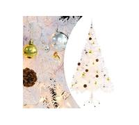 Arbre de Noël Artificiel Pré-éclairé avec Boules, Sapin de Noël avec LED, Décoration de Vacances, Ornement de Fête Intérieur Extérieur, Blanc 150 cm