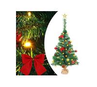 Arbre de Noël Artificiel Pré-éclairé avec Boules, Sapin de Noël avec LED, Décoration de Vacances, Ornement de Fête Intérieur Extérieur, Vert 64 cm