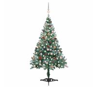 Arbre de Noël Artificiel Pré-éclairé/Boules Pommes de Pin, Sapin de Noël avec LED, Décoration de Vacances, Ornement de Fête Intérieur Extérieur,
