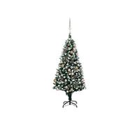vidaXL Arbre de Noël Artificiel Pré-éclairé/Boules Pommes de Pin, Sapin de Noël avec LED, Décoration de Vacances, Ornement de Fête Intérieur Extérieur, 180cm Vert G