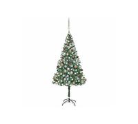 Arbre de Noël Artificiel Pré-éclairé/Boules Pommes de Pin, Sapin de Noël avec LED, Décoration de Vacances, Ornement de Fête Intérieur Extérieur,