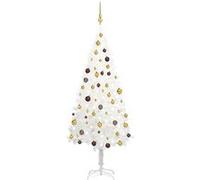 vidaXL Arbre de Noël artificiel pré-éclairé et boules blanc 180 cm