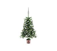 Arbre de Noël Artificiel Pré-éclairé et Boules, Sapin de Noël avec LED, Décoration de Vacances, Ornement de Fête Intérieur Extérieur, 90 cm Vert