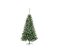 Arbre de Noël Artificiel Pré-éclairé et Boules, Sapin de Noël avec LED, Décoration de Vacances, Ornement de Fête Intérieur Extérieur, 180 cm Vert