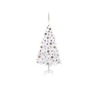 Arbre de Noël Artificiel Pré-éclairé et Boules, Sapin de Noël avec LED, Décoration de Vacances, Ornement de Fête Intérieur Extérieur, Blanc 180 cm