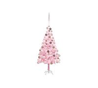 vidaXL Arbre de Noël Artificiel Pré-éclairé et Boules, Sapin de Noël avec LED, Décoration de Vacances, Ornement de Fête Intérieur Extérieur, Rose 180 cm PVC Rose G