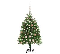 Arbre de Noël Artificiel Pré-éclairé et Boules Sapin Jardin 120 cm Vert vidaXL