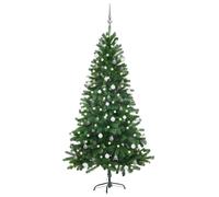 Arbre de Noël Artificiel Pré-éclairé et Boules Sapin Jardin 180 cm Vert vidaXL